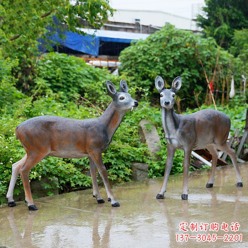 廊坊玻璃钢仿真鹿雕塑-农家院动物摆件