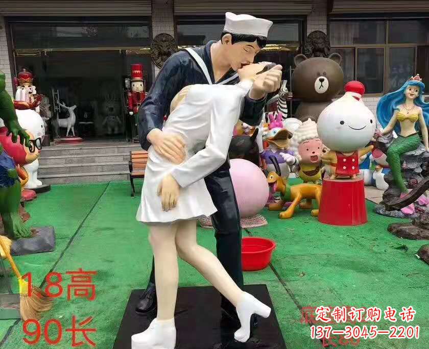 廊坊玻璃钢情侣雕塑——浪漫婚庆景观