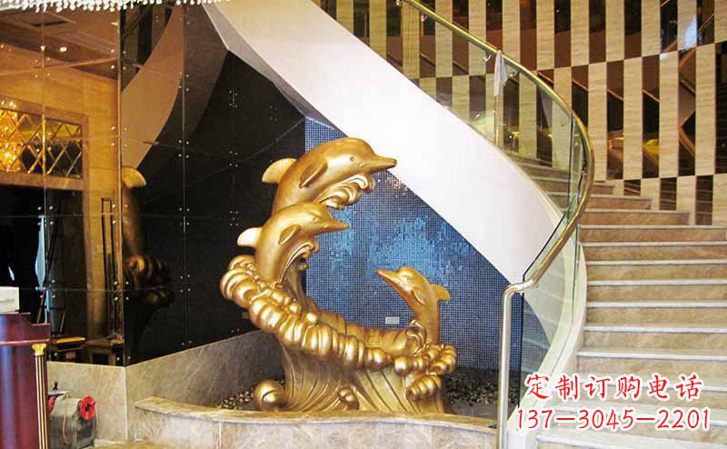 廊坊玻璃钢海豚雕塑精美的艺术精品