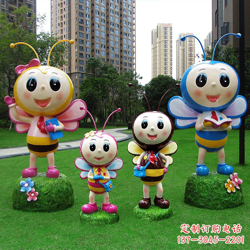 廊坊玻璃钢卡通蜜蜂雕塑摆件