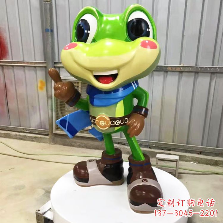 廊坊玻璃钢卡通青蛙-商场儿童游乐场卡通动物美陈雕塑