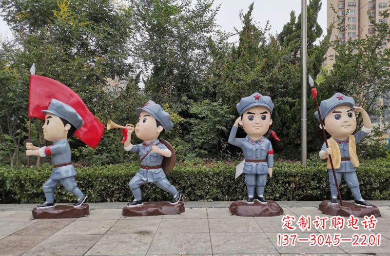廊坊玻璃钢卡通小红军雕塑