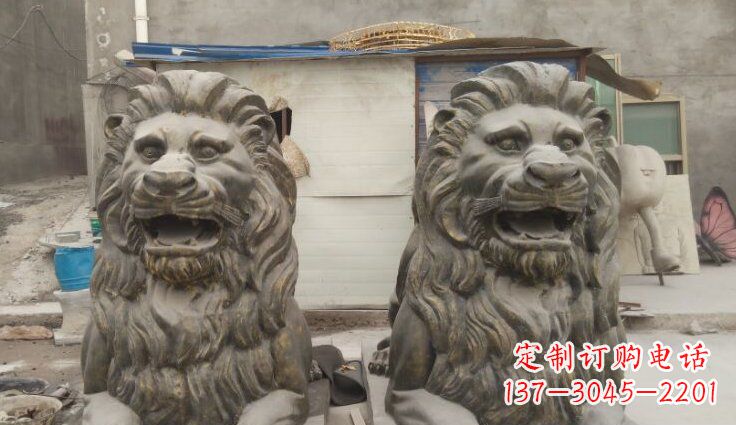 廊坊玻璃钢西洋趴狮仿铜动物雕塑