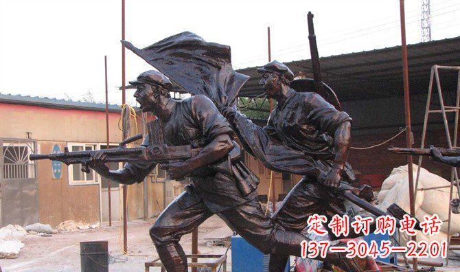 廊坊玻璃钢战士仿铜人物雕塑