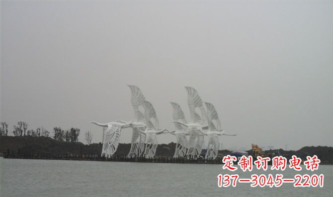 廊坊不锈钢白鹭动物雕塑美丽的艺术作品