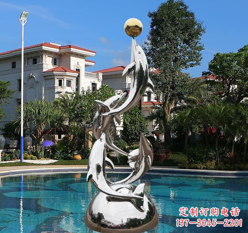廊坊不锈钢海豚雕塑精美绝伦