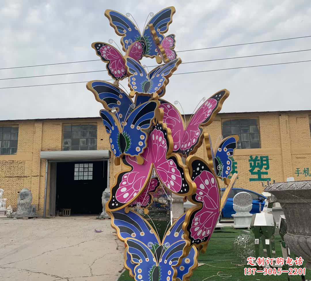 廊坊不锈钢彩绘蝴蝶雕塑精美绝伦