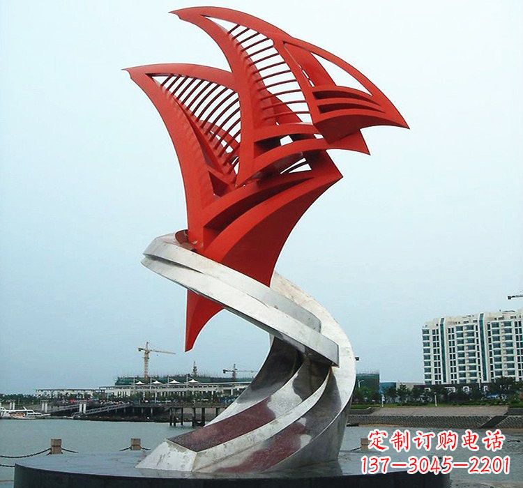 廊坊不锈钢彩色抽象帆船雕塑