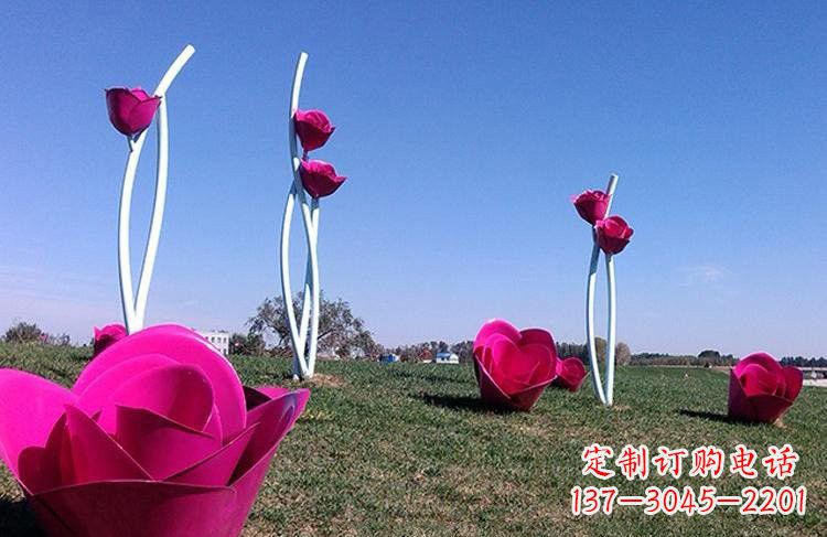 廊坊不锈钢彩色玫瑰花雕塑