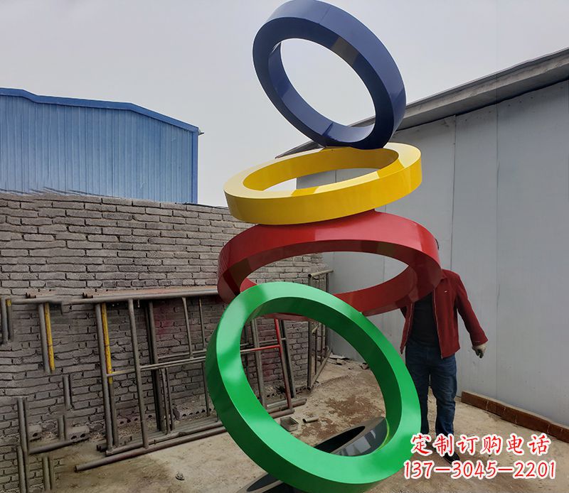 廊坊不锈钢彩色圆环公园雕塑