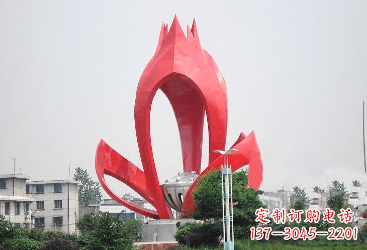 廊坊不锈钢城市抽象莲花和莲蓬雕塑