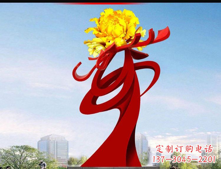廊坊不锈钢城市大型牡丹花雕塑设计图