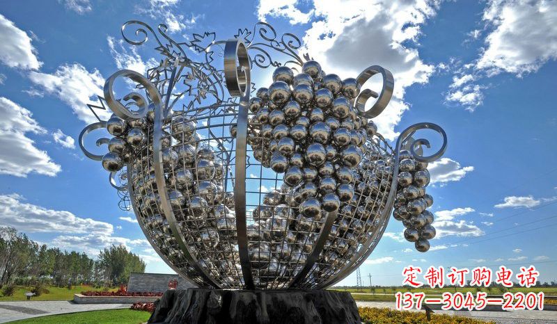 廊坊不锈钢城市大型葡萄雕塑
