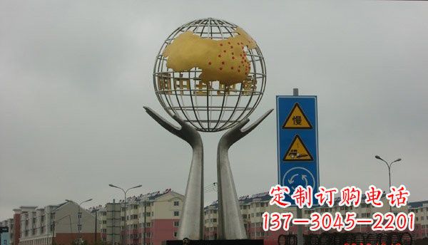 廊坊不锈钢城市景观中的地球雕塑