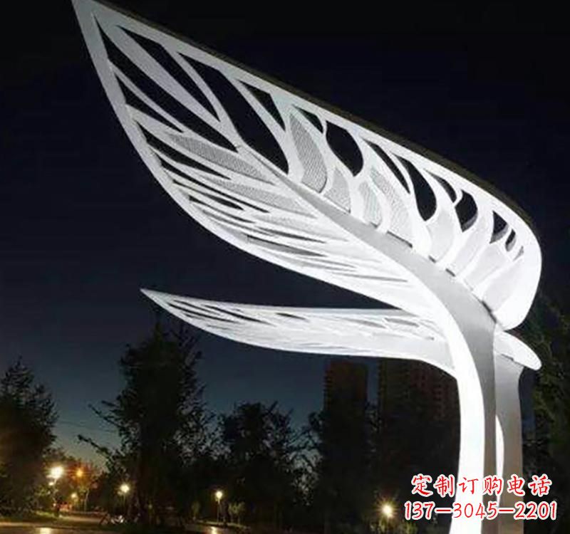 廊坊不锈钢城市景观树叶雕塑