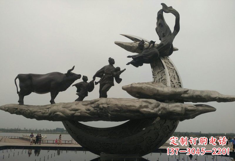 廊坊不锈钢牛郎织女雕塑传说中的爱情