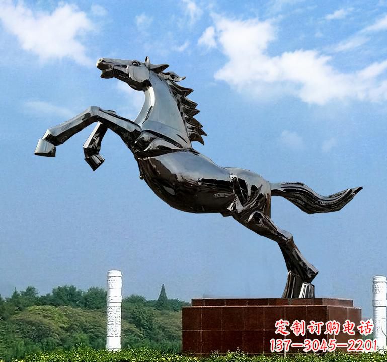 廊坊不锈钢城市艺术奔马雕塑精美的艺术之作