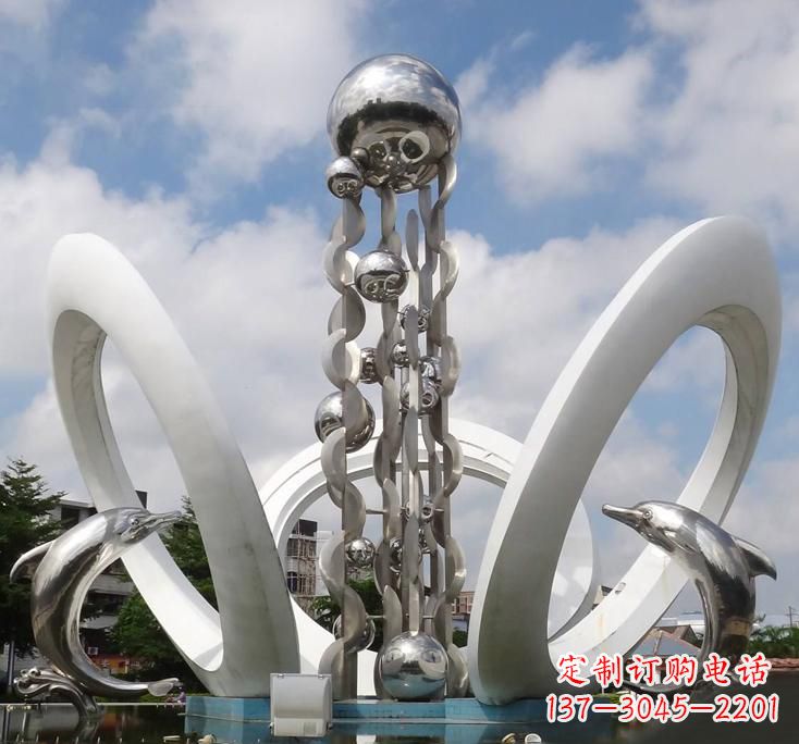 廊坊不锈钢城市艺术海豚雕塑美丽的海洋守护者