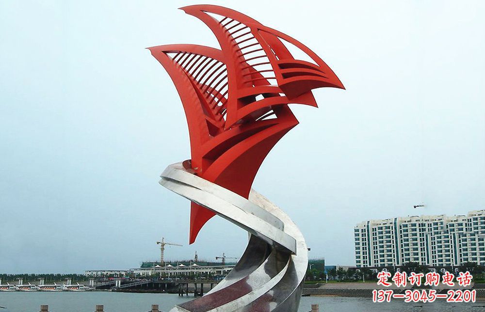 廊坊海洋之舟——不锈钢抽象帆船海边景观雕塑