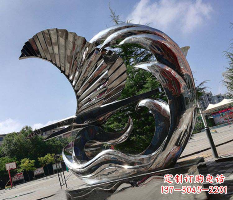 廊坊不锈钢帆船雕塑象征海上生活的艺术精品