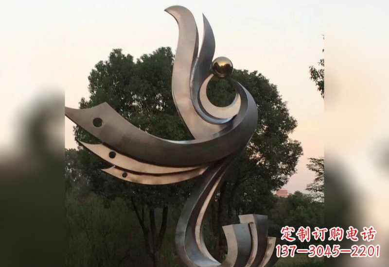 廊坊不锈钢凤凰雕塑象征着活力与美丽