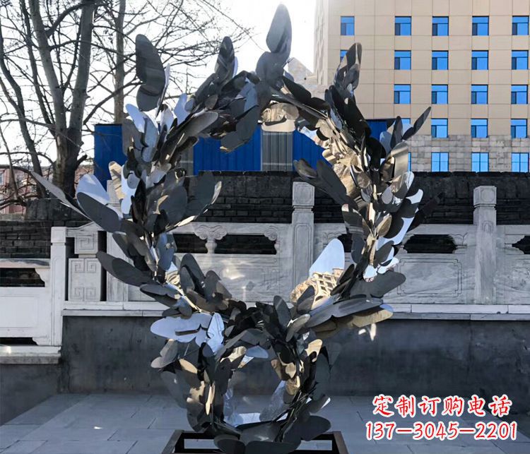 廊坊不锈钢蝴蝶花环景观雕塑