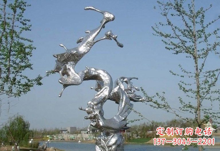 廊坊不锈钢蛟龙出海雕塑