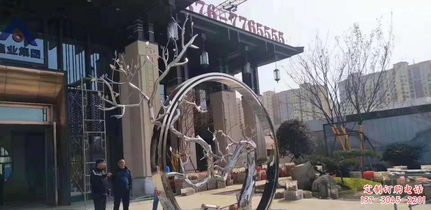 廊坊不锈钢抽象镜面圆环雕塑
