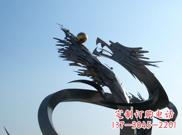 廊坊不锈钢抽象龙动物雕塑 (2)