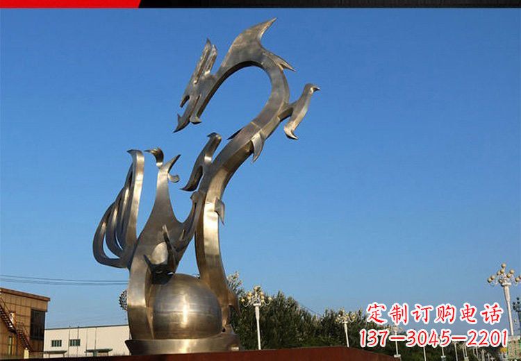 廊坊不锈钢抽象龙凤雕塑