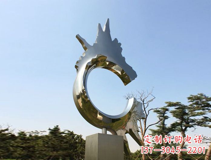 廊坊不锈钢抽象龙头雕塑