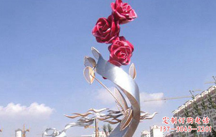 廊坊精美不锈钢玫瑰雕塑