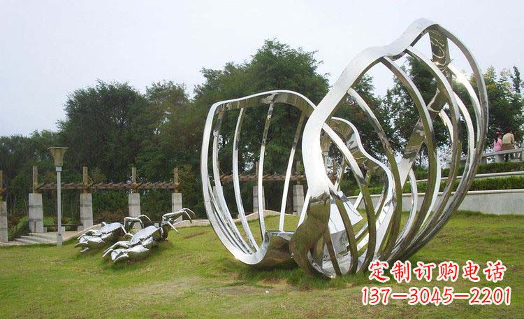 廊坊不锈钢抽象螃蟹贝壳雕塑