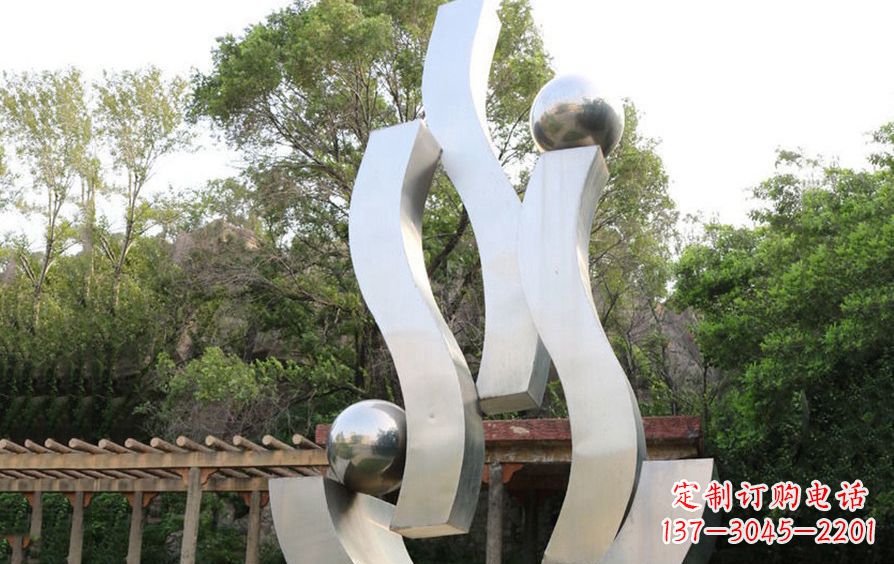 廊坊不锈钢抽象飘带小区景观雕塑