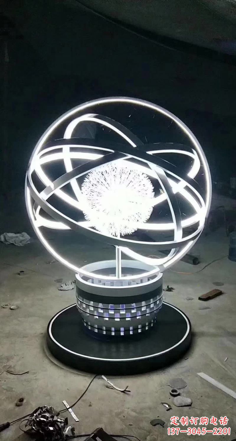 廊坊不锈钢蒲公英圆环雕塑艺术之美