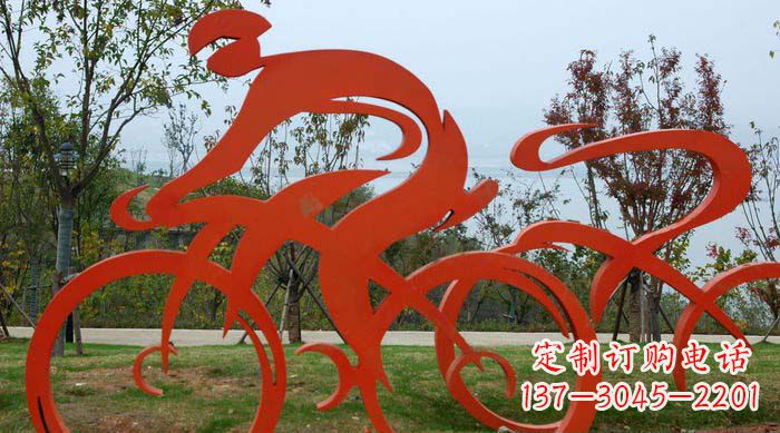 廊坊不锈钢自行车雕塑捕捉运动精神
