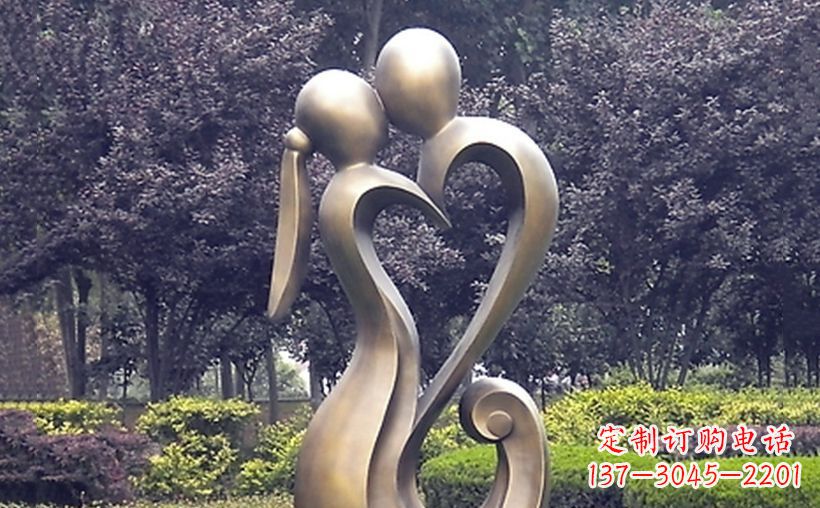 廊坊不锈钢情侣雕塑浪漫的永恒