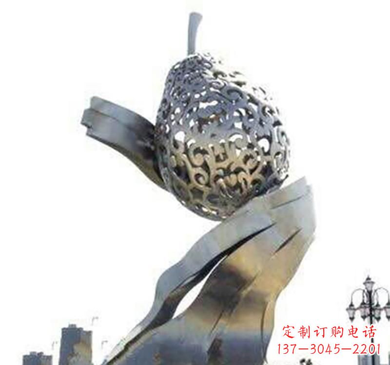 廊坊不锈钢抽象水果梨雕塑