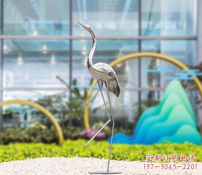 廊坊不锈钢仙鹤雕塑传承中国古典文化