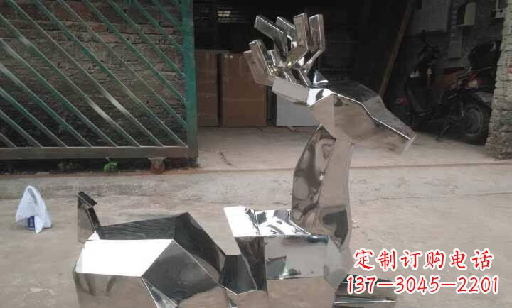 廊坊不锈钢抽象小鹿雕塑 (2)