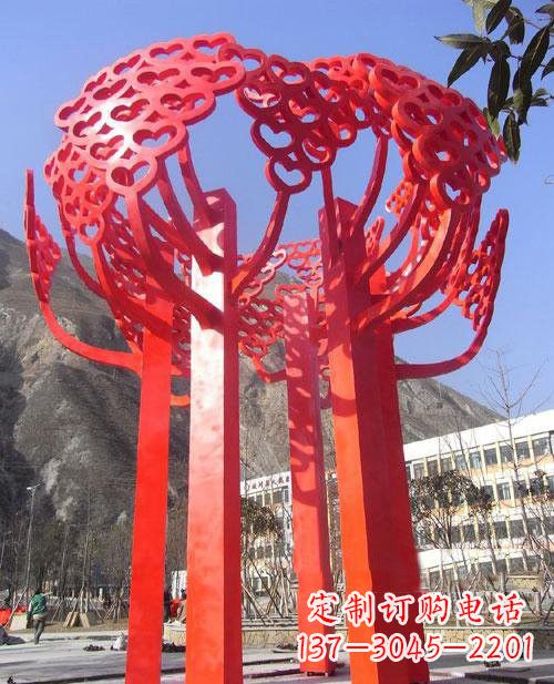 廊坊不锈钢抽象心形树叶大树雕塑