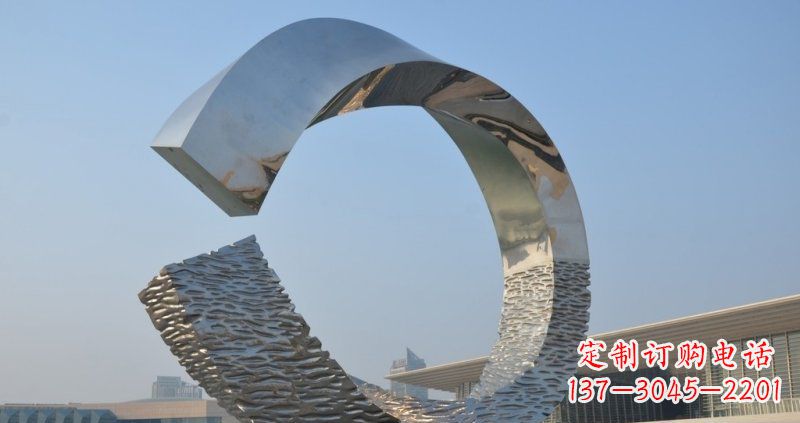 廊坊不锈钢抽象圆环广场景观雕塑