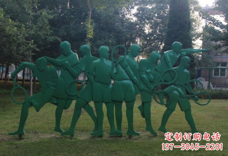 廊坊不锈钢打羽毛球人物雕塑