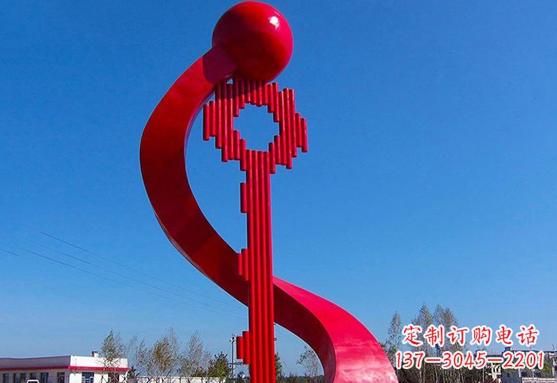 廊坊不锈钢大型抽象钥匙雕塑