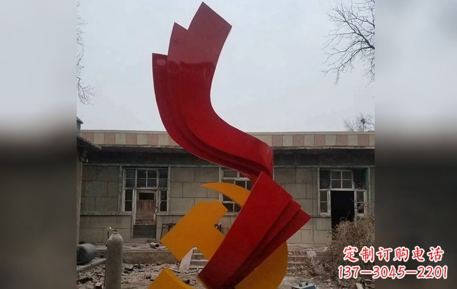 廊坊不锈钢党徽雕塑——为共产主义奠基