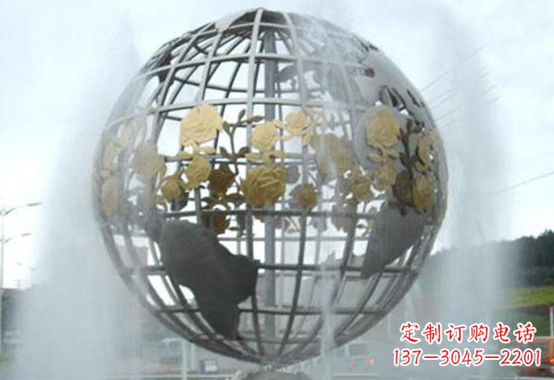 廊坊不锈钢地球仪雕塑象征着地球家园