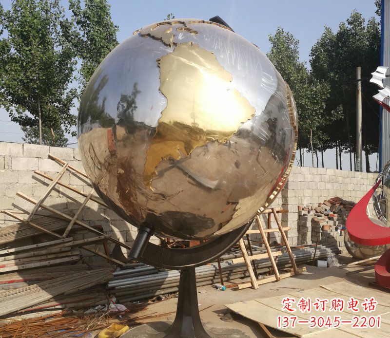 廊坊不锈钢地球仪校园雕塑_2