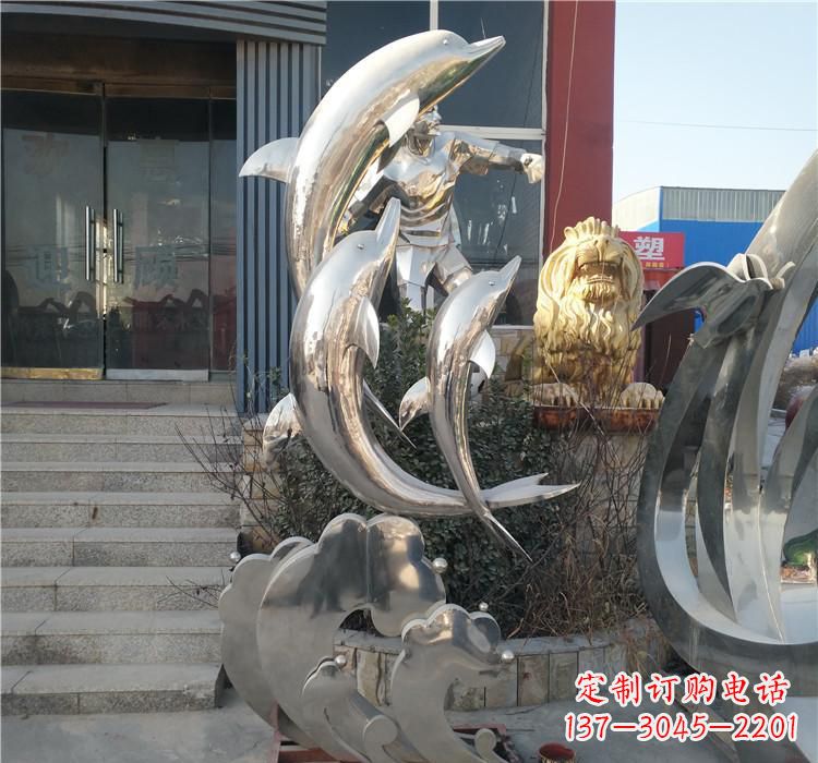 廊坊不锈钢海豚雕塑——精美外观,传递环保理念