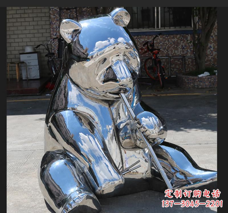 廊坊不锈钢动物镜面熊雕塑