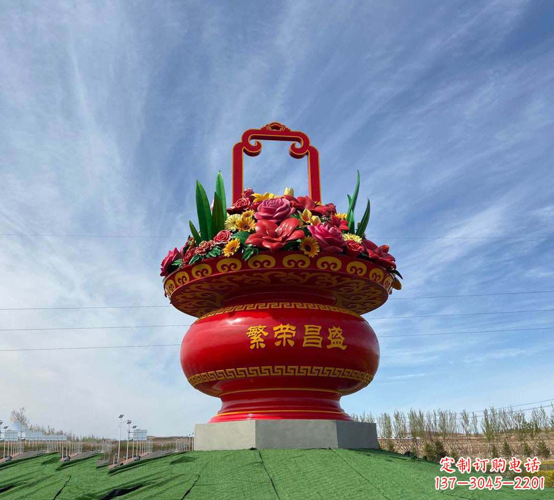 廊坊不锈钢花篮雕塑象征繁荣昌盛